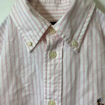 [KWT757] Ralph Lauren ストライプ柄半袖シャツ ピンク×ホワイト メンズ XS ポス_画像5