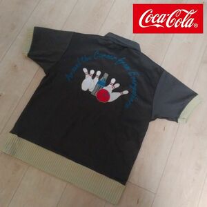 【Coca-Cola】コカ・コーラ ハーフジップ 刺繍 ボウリング ボーリング ポロシャツ　ロカビリー