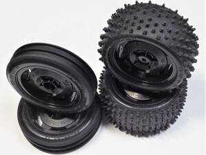  Tamiya 2. buggy for off Roadster dish wheel black + F: rib pattern R: square studded snow tire for 1 vehicle 2WD buggy each car DT02DT03