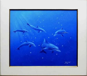 Art hand Auction *Neu eingetroffen* Handgezeichnetes Originalgemälde Tatsuyuki Nakajima Begegnung mit Delfinen Öl auf Leinwand oder Acryl/Realismus/Realismus/Präfektur Gifu/Lassen/Repräsentative Kunst, Malerei, Ölgemälde, Tierzeichnung