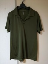 ☆ユニクロ UNIQLO ポロシャツ 半袖 ドライカノコ 吸汗速乾 UVカット 抗菌防臭 サイズL☆カーキ緑☆美品！_画像1