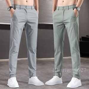 J57 ★ Chino Pan's Men's Chino брюки Slim Strate Shinny Summer Lummer Lint Cool Solid Cancere Casual Pants W28 ~ W38