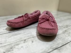 23A08-103N:アグ　 UGG フラットシューズ 23cm　ムートン　 ピンク×ピンク　 レディース モカシン 靴