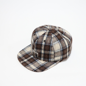 STUSSY FLANNEL PLAID STOCK STRAP BACK CAP BROWN 1311009 ステューシー フランネル ストック ロゴ キャップ ブラウン チェック