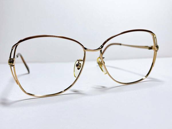 日本製 メガネ 女性用 ★ ゴールド 軽量 チタン 眼鏡 ★ メタルフレーム