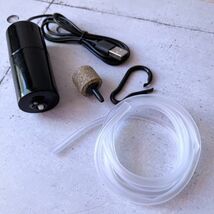 エアーポンプ 3個 エアポンプ 水槽 釣り アクアリウム USB ポータブル カラビナ エアーストーン エアーチューブ付き 酸素 エアレーション_画像7