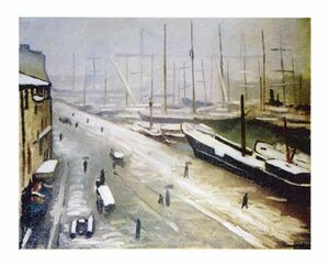 Art hand Auction Painting Masterpiece Reproduction with Frame (MJ108N-G) Albert Marche Snowy Landscape of Port of Marseille No. F8 World Famous Paintings Series Pre-Hard, artwork, painting, others