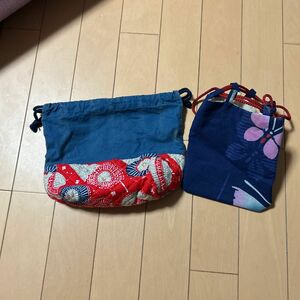 浴衣用バッグ　和柄　巾着　B品　訳あり　ハンドメイド　お弁当袋