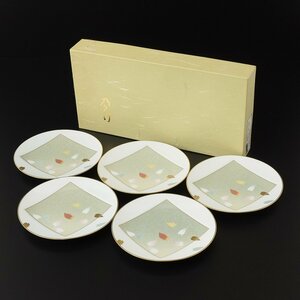 ◎483801 美品 乃りたけ ノリタケ 嵯峨野路 銘々皿揃 共箱 Noritake 15.5cm プレート 小皿 取り分け皿 5枚