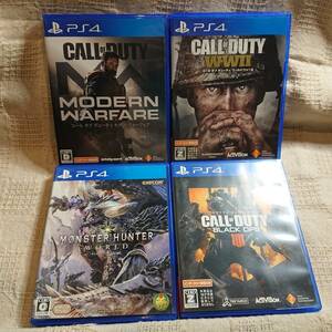 [Zg] PS4 Play Station 4 4本セット Call of Duty モダン・ウォーフェア WWII ブラックオプス4 モンスターハンター ワールド 