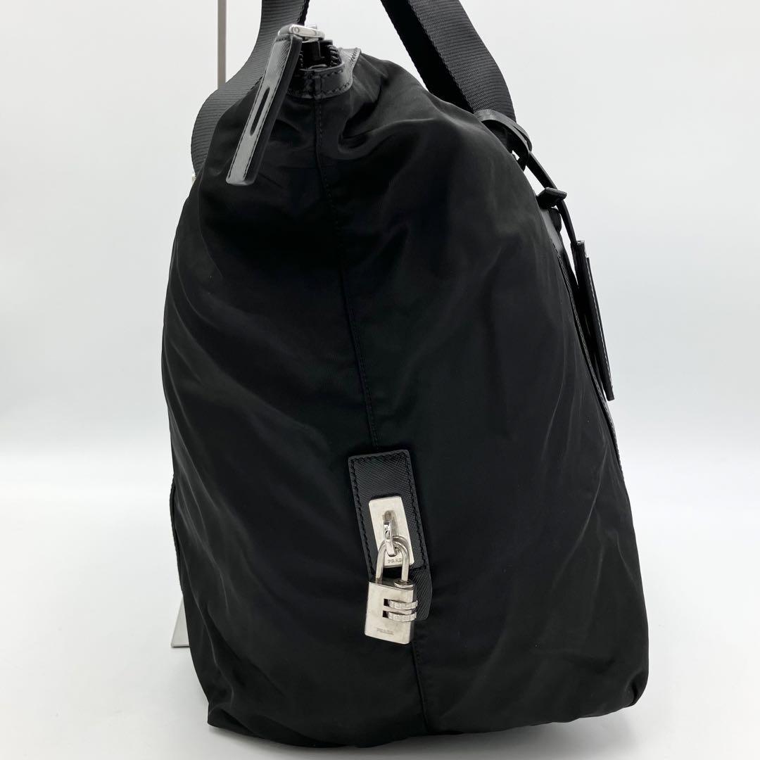 1円 極美品 PRADA プラダ ボストンバッグ 大容量 ナイロン ブラック