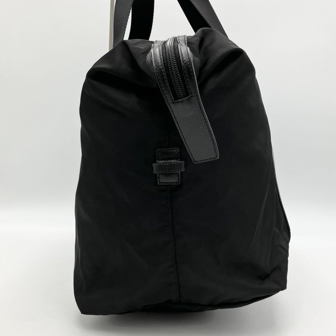 1円 極美品 PRADA プラダ ボストンバッグ 大容量 ナイロン ブラック