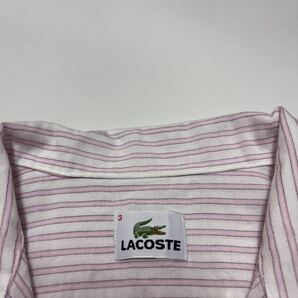 LACOSTE ラコステ 半袖プルオーバーシャツ スキッパーシャツ ストライプ レーヨンリネン混合 3の画像5