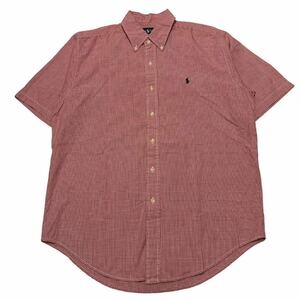 Ralph Lauren ラルフローレン 半袖ボタンダウンシャツ 刺繍 ギンガムチェック M