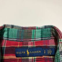 RALPH LAUREN ラルフローレン 半袖ボタンダウンシャツ 刺繍 マルチカラーチェック S_画像6