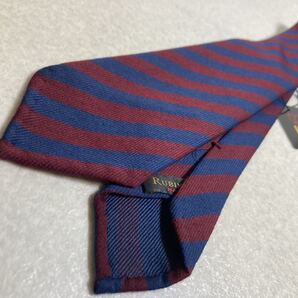 新品 ルビナッチ(伊) ハンドメイドタイ ウール&シルク ワイン色×紺 ストライプ/スフォデラート イタリア製 定価4万円
