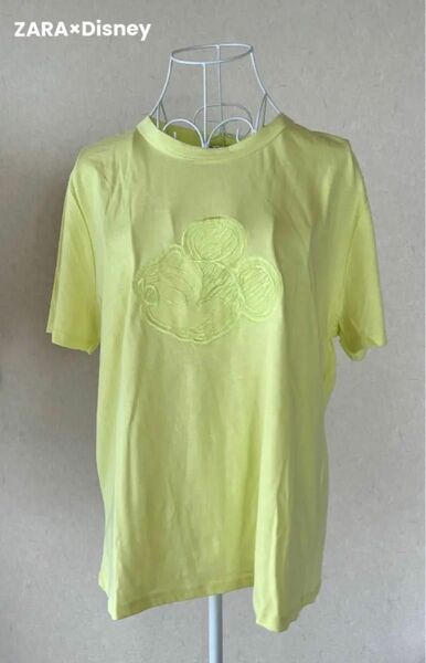 【ZARA】DisneyコラボTシャツ　レモンライムカラー　L ☆未使用☆