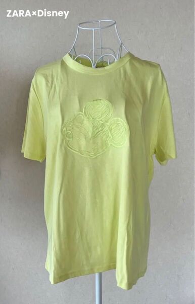 【ZARA】DisneyコラボTシャツ レモンライムカラー L ☆未使用☆