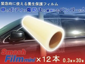 Smash Film スマッシュフィルム ミニ 0.3M×30M 12本 保護 養生 シート 車 自動車 バンパー ボディ サイドミラー 傷 ガラス 飛散防止 固定