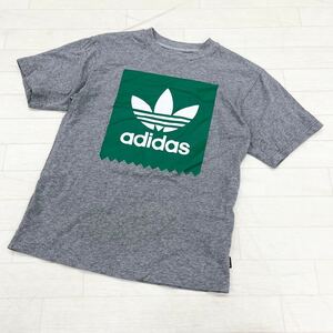 1144◎ adidas アディダス トップス tシャツ カットソー 半袖 クルーネック ビック ロゴ プリント カジュアル グレーメンズXS