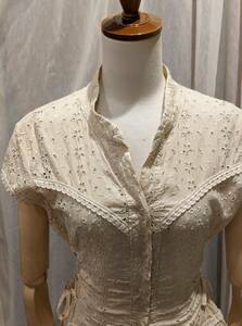  France Vintage 70*s race up blouse / corset / Europe French antique old clothes mode costume bohemi Anne hipi-ΓLT