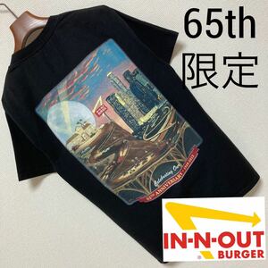 65th限定■In-N-Out Burger■65周年記念モデル Tシャツ S 黒 ブラック Hanss ヘインズ バックプリント インアンドアウトバーガー