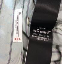 RRL RALPH LAUREN ラルフローレン ダブルアールエル ストライプ 総柄 長袖シャツ 水色系 メンズ 151/2 M _画像6