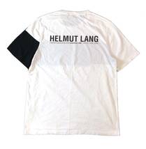 HELMUT LANG ヘルムートラング BAND LOGO T バックロゴ 半袖Tシャツ カットソー ツートーン 白×黒 メンズ L 送料250円 (ma)_画像2