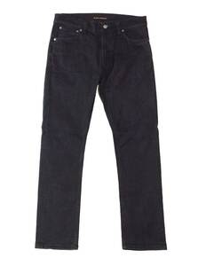 nudie jeans ヌーディージーンズ Thin Finn Dry Cold BLACK ブラックデニム パンツ ジーンズ 黒 ストレッチ W32 (ma)