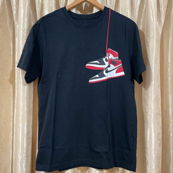 NIKE 肩掛けAIR JORDAN ナイキ エアージョーダン Tシャツ サイズXL (ML位)ブラック Black Toe 