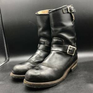 M1134 USA製 90s RED WING レッドウイング エンジニアブーツ 2268 PT91 US9/D ブラック 黒 RED プリント 羽タグ 茶芯 