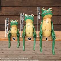 お座り カエルさん 黄色 Lサイズ ウェルカム人形 蛙 かえる 木製 木彫りの置物 動物インテリア バリ雑貨 アジアン雑貨 動物置物_画像10