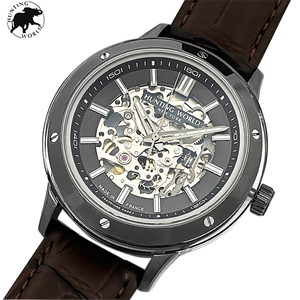  Hunting World new goods * outlet wristwatch HW030GUN 43mm men's watch France made free shipping 