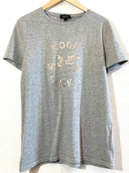 A.P.C.☆Tシャツ☆光沢☆プリント☆ローラースケート☆ROCK SUCKS☆ロックは最悪だ☆霜降り☆アーペーセー☆定価14,000円☆グレー☆灰