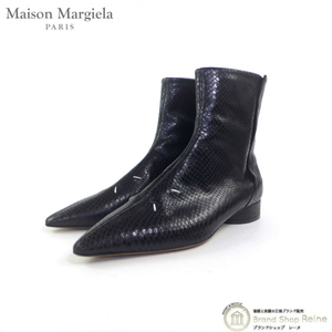 メゾン マルジェラ （Maison Margiela） ショートブーツ クロコ型押し ポインテッド 58WU0280 ブラック ＃37（中古）