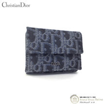 クリスチャンディオール （Christian Dior） ディオール オブリーク ジャカード 三つ折り 財布 ネイビー（新品）_画像1