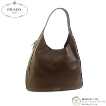 プラダ （PRADA） チェルボ CERVO ジッパー ホーボー ディアスキン ワンショルダー バッグ 鹿革 1BC012 BRUCIATO（美品）中古_画像1