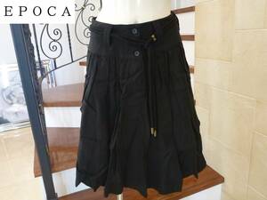 美品　EPOCA　エポカ　黒ブラック　リネン　ギャザー　スカート　38　M相当