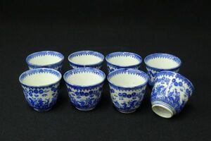 R673 古伊万里 染付唐子捕蝶文そば猪口 ぐい呑 湯呑 酒器 懐石 料亭 割烹/80