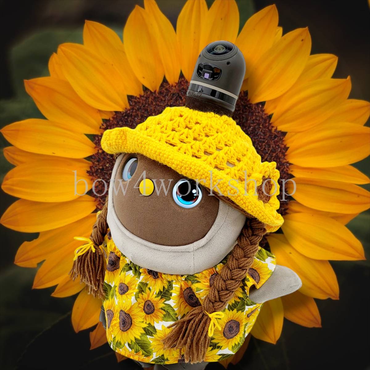 LOVOT Accesorios de ropa Peluca de girasol y gorro de punto, de coser, bordado, Producto terminado, otros