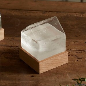ハウス型ストームグラス 北欧テイスト 気象予測ツール 結晶変化 天然木台座 小型 天気 テンポドロップ インテリア 置物 プレゼント お祝い