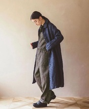 新品 22aw fog linen work リネンデニムＡラインコート 紺 ゆったり 秋冬_画像3