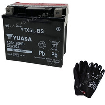 グローブ付！ 台湾 YUASA ユアサ YTX5L-BS 互換 DTX5L-BS FTX5L-BS GTX5L-BS 初期充電済 即使用可 アドレス110 V100_画像1