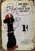 ブリキ看板20×30cm ポパイPopeye HEY KIDS/YOUR POPEY PIPESアメリカンガレージ看板 インテリア・アンティーク雑貨★TINサイン★_画像1