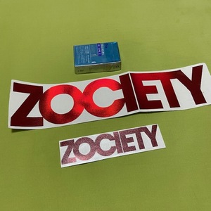 V1 ZOCIETY ゾサエティ レッドネオクローム バナー 抜きステッカー 2枚セット★USDM S30 S130 Z31 Z32 Z33 Z34 フェアレディZ