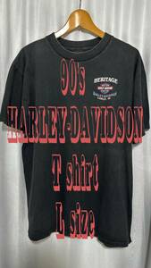 90‘s vintage ハーレーダビッドソン　Tシャツ　ブラック　Lサイズ　USA製　古着　used
