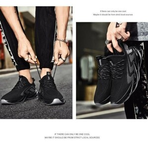 靴 【25.5cm】【 s34 黒 】メンズ スニーカー ランニングシューズ フィットネス ウォーキング スポーツ カジュアル メッシュ グレーの画像4