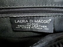 【P292】Laura di Maggio/ローラディマッジオ◇2way 本革ハンドバッグ　BK　イタリア製　斜め掛け　W25cm_画像7