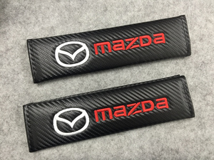 マツダ MAZDA シートベルトパッド 2個セット ロゴ刺繍入り ショルダーパッドカバー　ストラップ　安全ベルトパッド　車の肩パッド