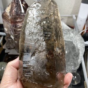 【秘蔵品】ネパール ガウリシャンカール産 スモーキークオーツ 原石 約1.4kg 磨きなし 0726